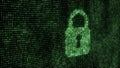 Cyber security concept. Abstract digital background. Binary code. Green color. 3D rendering Royalty Free Stock Photo