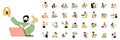 Cyber security concept with character situations mega set in flat web design. Bundle of scenes people saving internet privacy,
