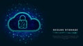 Cyber security concept. Cloud data protection technology with padlock symbol on abstract low poly background. Secure digital infor