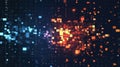 Cyber security concept with glowing squares representing data flow Royalty Free Stock Photo