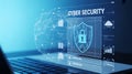Cyber Security Concept on Laptop Screen - Digital Data Protection & Network Privacy Royalty Free Stock Photo