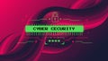 Cyber security concept with Lock and network firewall symbol from abstract shapes on red background