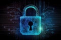 Cyber security concept. Lock symbol and protection of private information and data, Firewall from hacker attack generative AI Royalty Free Stock Photo