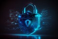 Cyber security concept. Lock symbol and protection of private information and data, Firewall from hacker attack generative AI Royalty Free Stock Photo