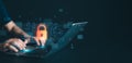 Cyber security concept, Login, User, Identification information security and encryption, Screen padlock, Security password login,