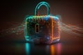 cyber security concept neon padlock with intercom