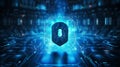 Cyber security concept. Padlock on circuit board background. 3D Rendering Royalty Free Stock Photo