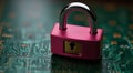 Cyber security concept. Padlock on circuit board background 3D rendering Royalty Free Stock Photo