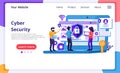 Cyber security concept, people access and protecting data confidentiality. Modern flat web page design for website and mobile