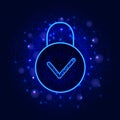 Cyber security concept. Secure online cloud data storage design with padlock on abstract polygonal background with mesh. Royalty Free Stock Photo