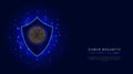 Cyber security concept. Shield with fingerprint scan. Cloud data protection banner template on abstract geometric background. Royalty Free Stock Photo