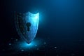 Cyber security concept Shield With Keyhole icon on digital data background. eps10