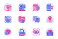 Cyber security concept web flat color icons with shadow set Royalty Free Stock Photo