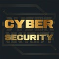 Cyber security conceptual lettering with circuit board contacts