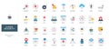Cyber security of connection and data, server and wallet, privacy system color icon set Royalty Free Stock Photo