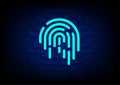 Cyber security and cyber crime concept. Scanning electronic thumb fingerprint on binary futuristic technology abstract background