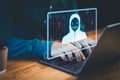 Cyber security digital crime by an anonymous hacker concept. User use a laptop trying type the username and password. Royalty Free Stock Photo