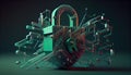 Cyber security digital data protection lock on green background. Database security software development.Made with Generative AI Royalty Free Stock Photo