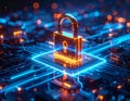 Cyber Security Digital Lock Concept Data Protection Network Security Technology Background AI Generated Illustration Royalty Free Stock Photo