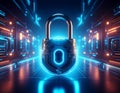 Cyber Security Digital Lock, Futuristic Data Protection, Network Security Technology Background, Secure Internet System Royalty Free Stock Photo