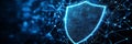 Cyber Security, Digital Shield on Abstract Technological Background, Futuristic Technology Concept Royalty Free Stock Photo