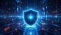 Cyber Security Digital Shield for Data Protection, Network Security and Artificial Intelligence Technology 3D Illustration Royalty Free Stock Photo