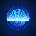 Cyber Security Finger Print Scanned. Fingerprint Scanning Identification System. Biometric Authorization and Security Concept.