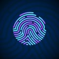 Cyber Security Finger Print Scanned. Fingerprint Scanning Identification System. Biometric Authorization and Security Concept. Royalty Free Stock Photo