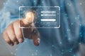 Cyber security and Fingerprint login, User, identification information security and encryption. Technology secure access and