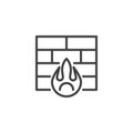 Cyber security firewall line icon