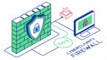 Cyber security firewall, cyber security firewall with shield for data protection themes vector design Generative AI Royalty Free Stock Photo