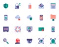 Cyber security flat icons set Royalty Free Stock Photo