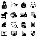 Cyber security, hacker, malware web icons