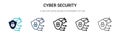 Cyber security icon in filled, thin line, outline and stroke style. Vector illustration of two colored and black cyber security Royalty Free Stock Photo