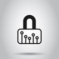 Cyber security icon in flat style. Padlock locked vector illustration on isolated background. Closed password business concept Royalty Free Stock Photo