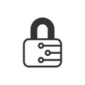 Cyber security icon in flat style. Padlock locked vector illustration on white isolated background. Closed password business Royalty Free Stock Photo