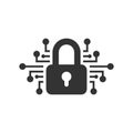 Cyber security icon in flat style. Padlock locked vector illustration on white isolated background. Closed password business Royalty Free Stock Photo