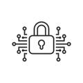 Cyber security icon in flat style. Padlock locked vector illustration on white isolated background. Closed password business Royalty Free Stock Photo