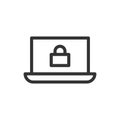 Cyber security icon in flat style. Padlock locked vector illustration on white isolated background. Laptop business concept Royalty Free Stock Photo