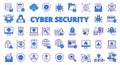 Cyber security icon line design blue. Cyber, IT security, technology, cybersecurity, vector illustrations. Cyber