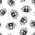 Cyber security icon seamless pattern background. Padlock locked vector illustration on white isolated background. Closed password