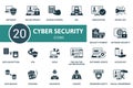 Cyber Security icon set. Antivirus, Online Privacy, Access Control, Ssl, Verification, Digital Key, Security Payment