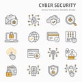 Cyber security icon set. Collection of antivirus firewall, email virus threat, access control and more. Vector