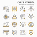 Cyber security icon set. Collection of antivirus firewall, email virus threat, digital key and more. Vector illustration Royalty Free Stock Photo