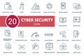 Cyber Security icon set. Collection contain keyset, secure data folder, mobile security, online privacy and over icons Royalty Free Stock Photo