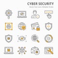 Cyber security icon set. Collection of data protection, email virus threat, digital key and more. Vector illustration Royalty Free Stock Photo