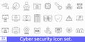 Cyber security icon set. Data protection related line icons Royalty Free Stock Photo