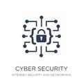 Cyber security icon. Trendy flat vector Cyber security icon on w