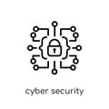 Cyber security icon. Trendy modern flat linear vector Cyber security icon on white background from thin line Internet Security Royalty Free Stock Photo