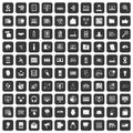 100 cyber security icons set black Royalty Free Stock Photo